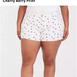 Torrid White Shorts with Red Cherry Pattern